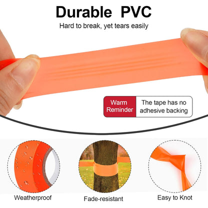 5 Pack Orange Flagging Marking Tape, 1" x 100′ Non-Adhesive Survey Ribbon Rolls, Fade-Resistant Tapes for Hunting Trail, Tree, Boundaries and Hazardous Areas (Orange)