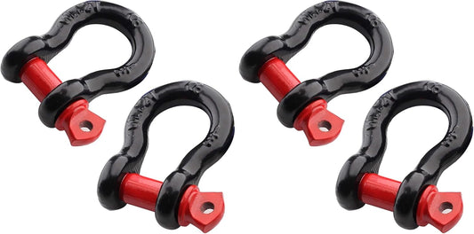 2Pcs 1/2 Inch D Ring Shackle, D Shackle Rugged 12 Ton(26,455 lbs) Maximum Break Strength, 2 Ton (4409 Lbs) Capacity (Pack of 2)