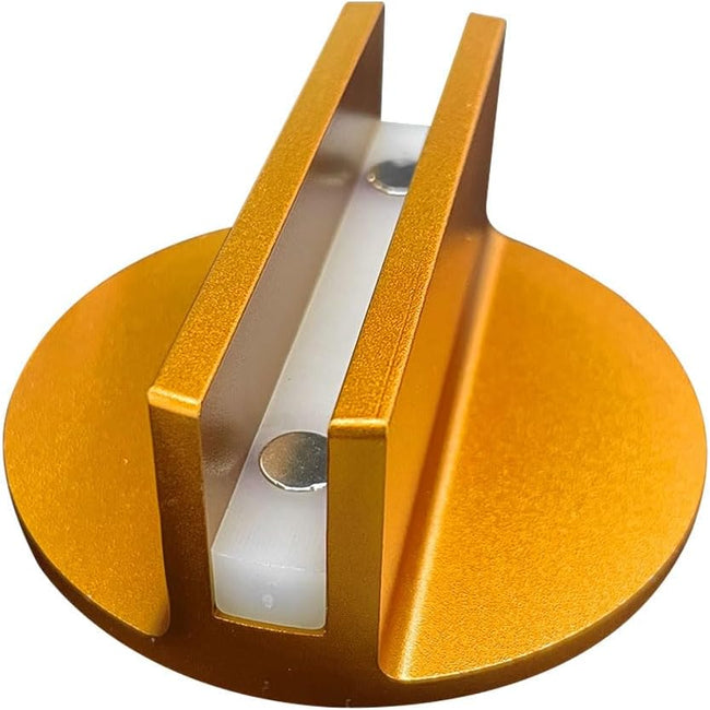 Universal Magnetic Jack Pad, 0.37" Slotted Aluminum Grooved Jack Puck Pinch, Pinch Weld Frame Rail Adapter with Large Slotted for Most Cars (Orange). Hover Image