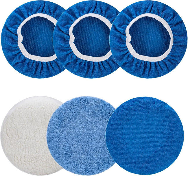 6 Pcs Car Polishing Pad, Buffing Pad for 10 Inch Car Polisher, Microfiber Wax Applicator Pad for Car, Microfiber, Wool, Coral Fleece. Hover Image