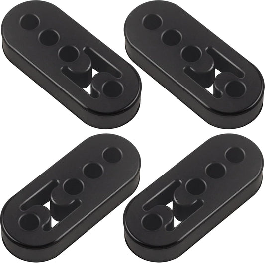 Rubber Exhaust Hanger 4 Pack, 4 Holes Adjustable Muffler Hanger, Universal Muffler Exhaust System, Insulator Bushing Mount, Weather-Proof High Density Tail Pipe Hanger.