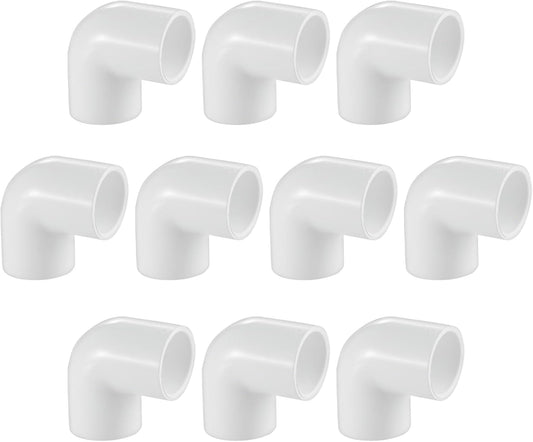 10 Pack 3/4" 90 Degree PVC Elbow Fittings, LESSO PVC Pipe Furniture Grade 2-Way Right Angle Connectors for DIY Shelves, Greenhouse, Sheds and Pipe Structures, SCH40 White.
