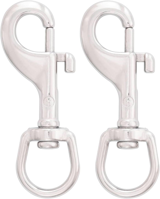 SHONAN 3.5 Inch Swivel Eye Snap Hook, 2 Pack Marine Grade Scuba Bolt Snap, Single Ended Stainless Steel Flag Clips Swivel Snaps for Scuba Diving, Flag Pole Rope, Dog Leash, Camera Strap.