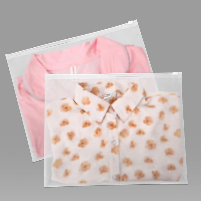 25 Pcs 13x10 Inch Frosted Resealable Clothing Bags - 3 Mil Heavy-Duty Plastic Packaging for Apparel Storage | Travel & Small Business Organizer for Shirts, Delicate Garments-No Vent Holes. Hover Image
