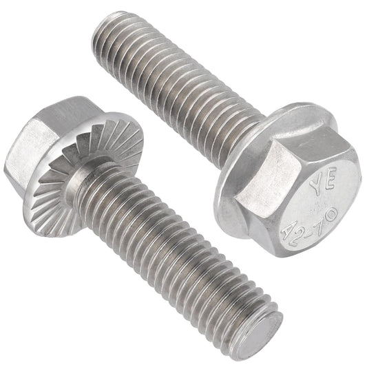 M8-1.25 x 25mm Flanged Hex Head Bolts,304 Stainless Steel 18-8,Fully Threaded,Silver External Flange Hex Drive Screws,Pump,Fix Car,DIY Project(23Pcs).