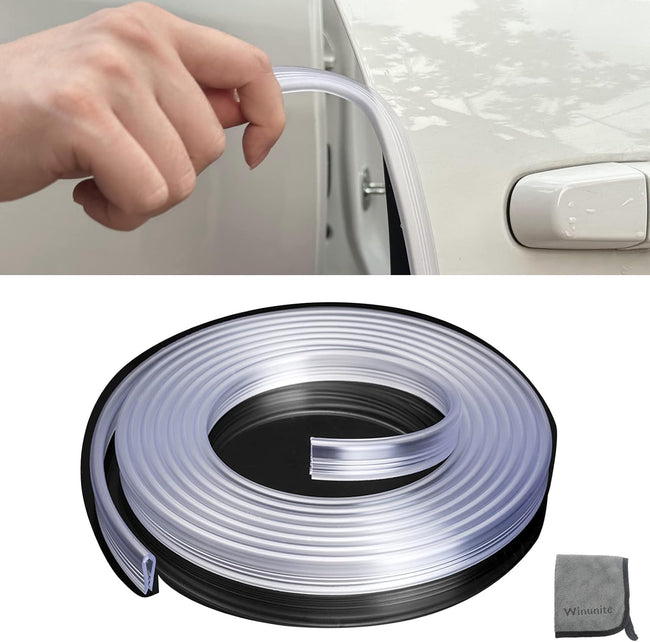 32.8ft (10m) Car Door Edge Guards Clear â Self-Adhesive PVC, U-Shaped, Fits Most Vehicles, Scratch- and Chip-Resistant â Reduces Dings in Parking Lots. Hover Image