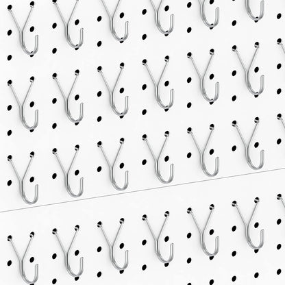80 Pack Pegboard Hooks J-Hook – 1 Inch Silver J Hooks for Pegboard – Heavy Duty Peg Board Hooks for Hanging Jewelry, Keys, Retail Items & Small Tools – Fits 1/8” & 3/16” Pegboards