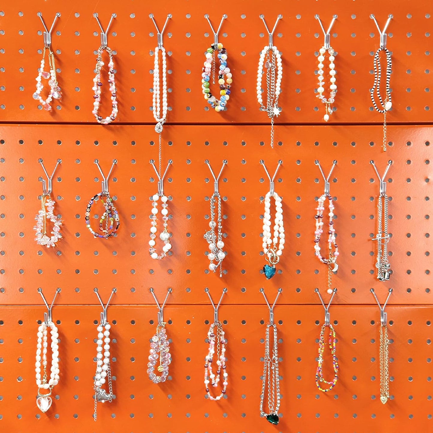 80 Pack Pegboard Hooks J-Hook – 1 Inch Silver J Hooks for Pegboard – Heavy Duty Peg Board Hooks for Hanging Jewelry, Keys, Retail Items & Small Tools – Fits 1/8” & 3/16” Pegboards