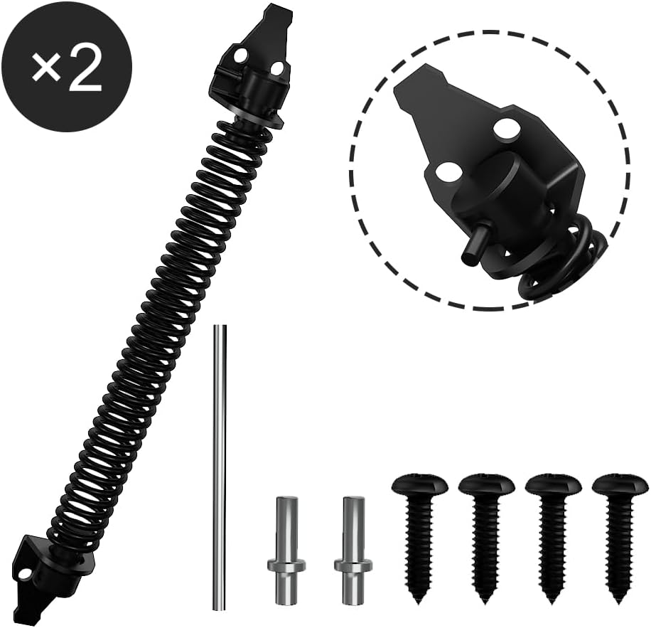 2 Pack 14" Fence gate Spring self Closing and Adjustable for Wooden or Vinyl Fence,Carbon Steel,Black(gate spring-14-2")