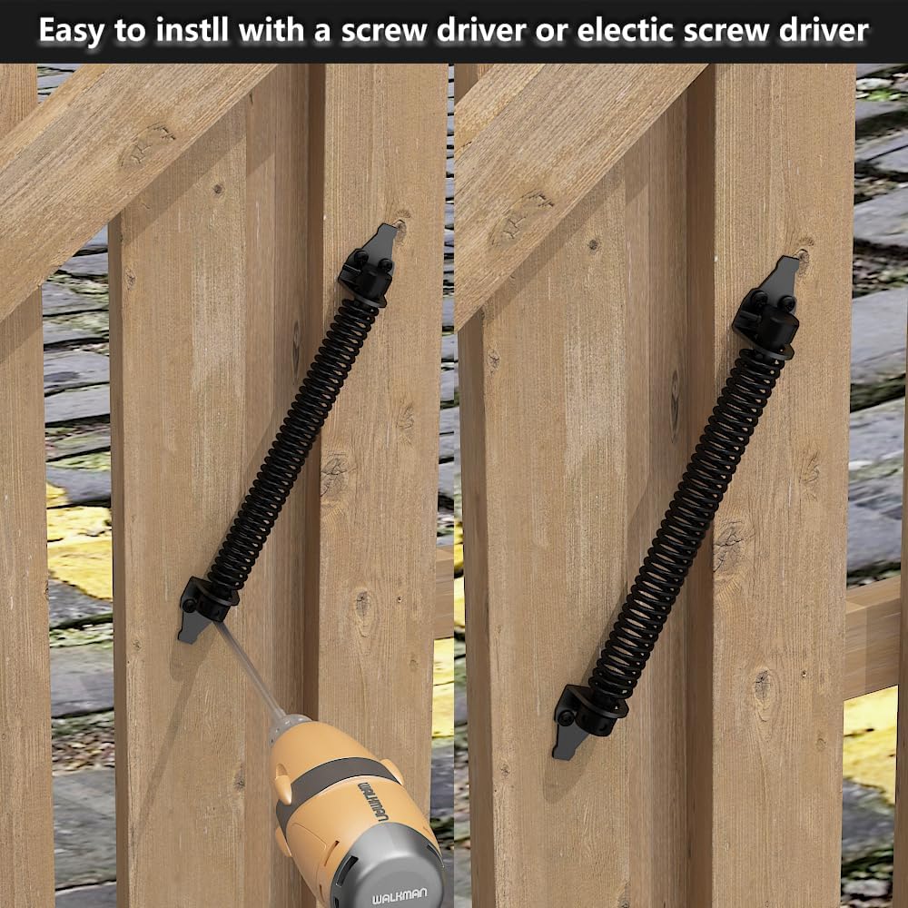2 Pack 14" Fence gate Spring self Closing and Adjustable for Wooden or Vinyl Fence,Carbon Steel,Black(gate spring-14-2")