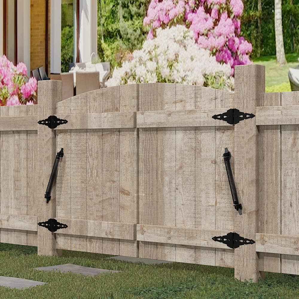 2 Pack 14" Fence gate Spring self Closing and Adjustable for Wooden or Vinyl Fence,Carbon Steel,Black(gate spring-14-2")