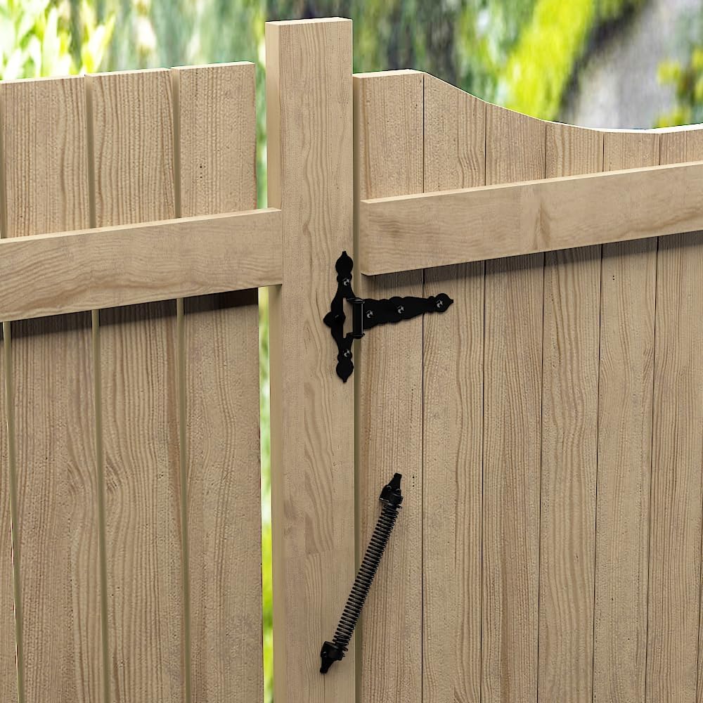 2 Pack 14" Fence gate Spring self Closing and Adjustable for Wooden or Vinyl Fence,Carbon Steel,Black(gate spring-14-2")