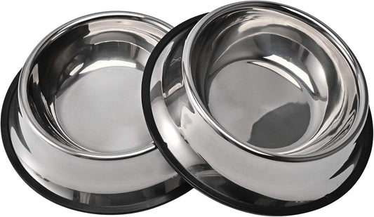 2Packs Stainless Steel Dog Bowl with Anti-Skid Rubber Base for Small/Medium/Large Pet, Perfect Dish, Pets Feeder Bowl and Water Bowl Perfect Choice for Dog Puppy Cat and Kitten (16oz)