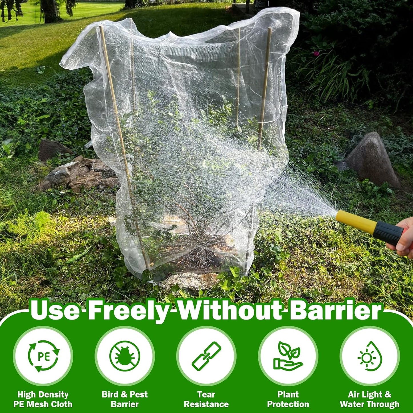 4 Pack Garden Mesh Netting for Plants 2.6x3.3ft - 3.3x4.9ft Insect Bird Netting Pest Barrier Bag with Drawstring 2 Size Fruits Tree Blueberry Bush Netting Cover Bag Protection for Vegetables Tomato
