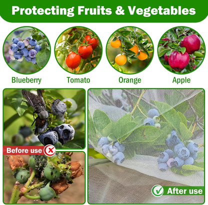 4 Pack Garden Mesh Netting for Plants 2.6x3.3ft - 3.3x4.9ft Insect Bird Netting Pest Barrier Bag with Drawstring 2 Size Fruits Tree Blueberry Bush Netting Cover Bag Protection for Vegetables Tomato