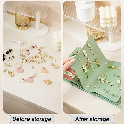 Earring Holder Organizer with Foldable Book Design Jewelry Book Organizer, Portable Pu Leather Travel Earring Case(Green)