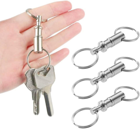 3 Pack Quick Release Detachable Keychain Dual Pull Apart Key Chain Spring Split Snap Separate Double Key Ring Lock Valet Keys Flashlights DIY Crafts Accessories.