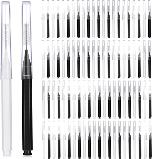 100 Pieces Braces Brush for Cleaner Interdental Brush Toothpick Dental Tooth Flossing Head Oral Dental Hygiene Flosser Toothpick Cleaners Tooth Cleaning Tool (Black, White).