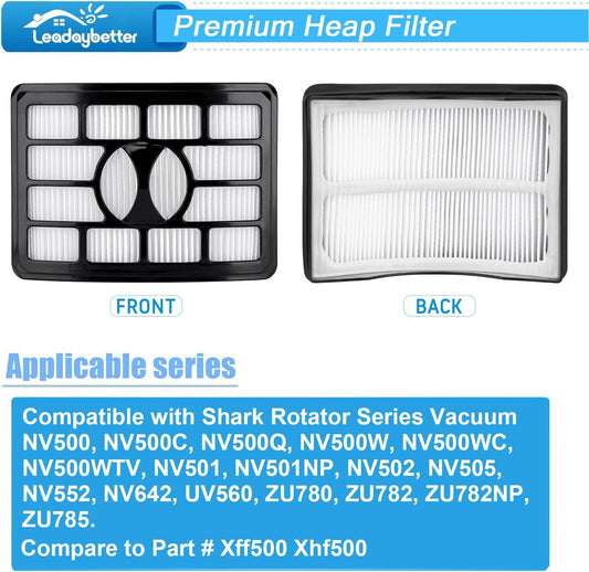 Filter Replacement for Shark Rotator Pro Lift-Away NV500, NV501, NV502, NV505, NV552, NV642, UV560, ZU780, ZU782, ZU785. Compare to Part # Xff500 Xhf500, 2 + 4 Foam & Felt Filters