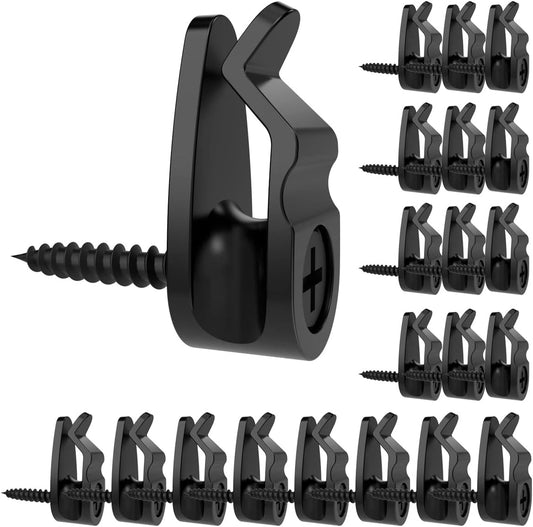 String Light Hanger Hooks,Screw in Hooks for Hanging Christmas Light,Led Fairy Led Light Clips,Black,50 Pack (Small).