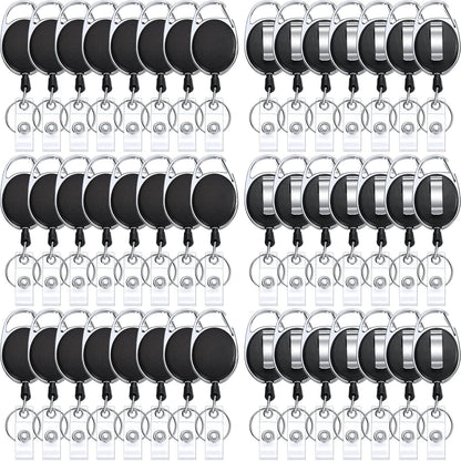 50 Pcs Heavy Duty Retractable Badge Reels Batch ID Badge Holder Retractable Clip Bulk Key Holder with Ring for Office Worker Employee, Doctor Nurse Gifts (Black)