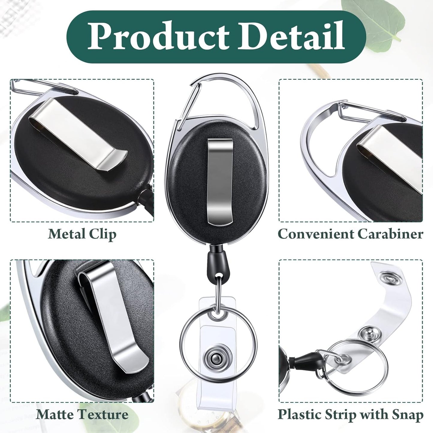 50 Pcs Heavy Duty Retractable Badge Reels Batch ID Badge Holder Retractable Clip Bulk Key Holder with Ring for Office Worker Employee, Doctor Nurse Gifts (Black)