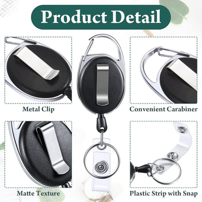 50 Pcs Heavy Duty Retractable Badge Reels Batch ID Badge Holder Retractable Clip Bulk Key Holder with Ring for Office Worker Employee, Doctor Nurse Gifts (Black)