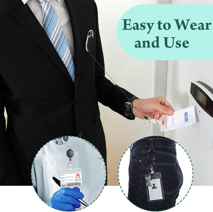 50 Pcs Heavy Duty Retractable Badge Reels Batch ID Badge Holder Retractable Clip Bulk Key Holder with Ring for Office Worker Employee, Doctor Nurse Gifts (Black)