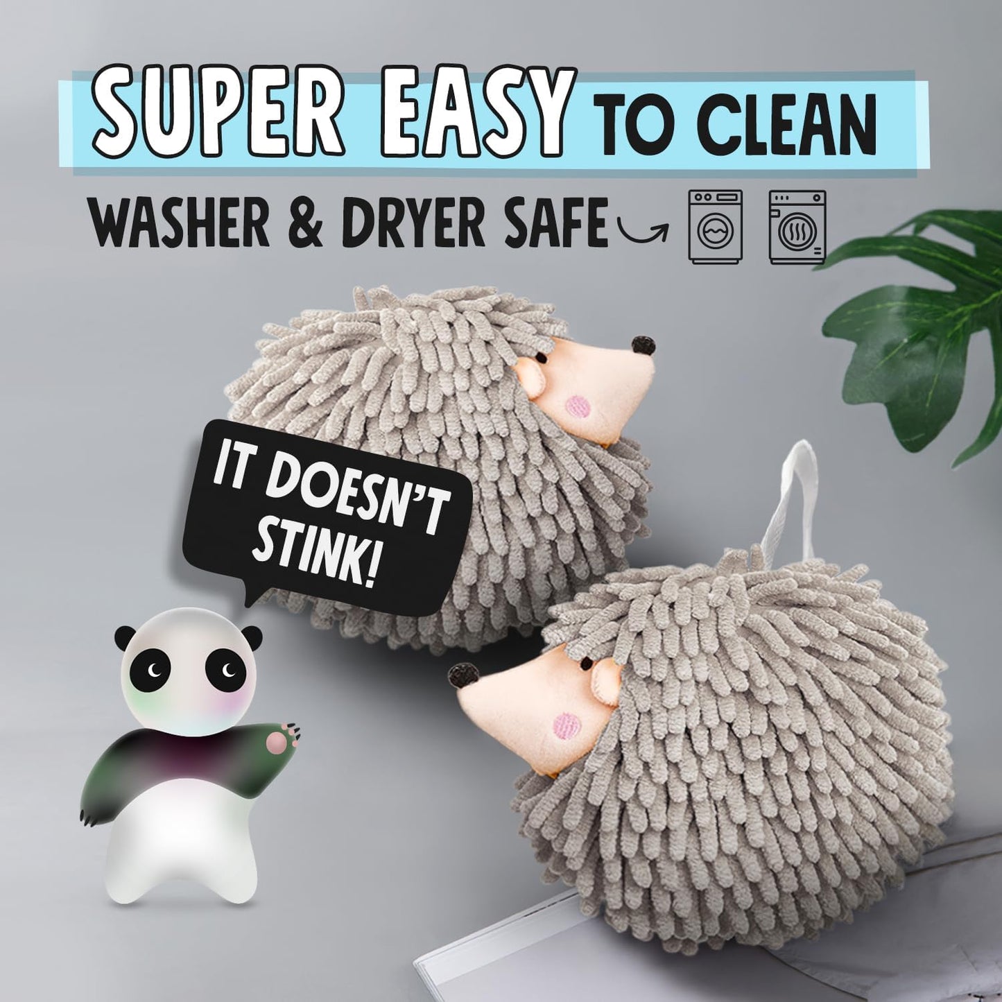 Fuzzy Ball Hand Towels (Set of 2) - Dry Your Hands conveniently with This Creative Hand Towel Hedgehog Decorative Towels for Bathroom (Pack of 2, Mint)