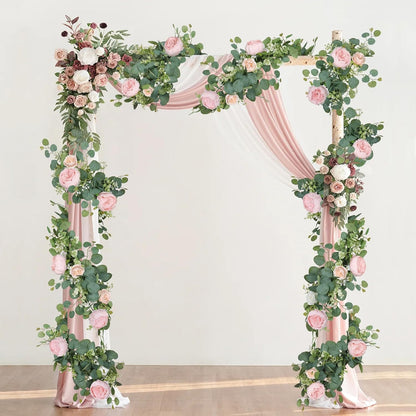 2 Pack 13FT Flower Garland, Artificial Rose Vine Fake Flower Garland Silk Rose Peony Hanging Vine Faux Floral Garlands for Wedding Party Arch Table Wall Backdrop Decoration (Light Pink, 2PCS)