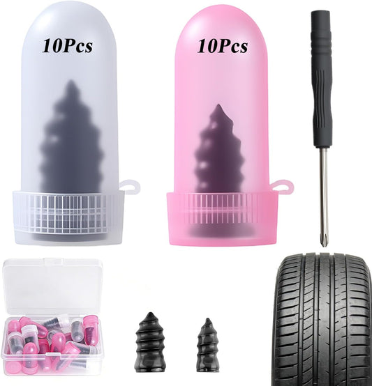 Tire Repair Rubber Nail Kit, Premium Spiral Screw-in Tire Plugs with 2 Sizes, Emergency Roadside Flat Tire Fix Tool for Car Truck Motorcycle Tractor ATV SUV - Fast Self Service Repair 20 PCS.