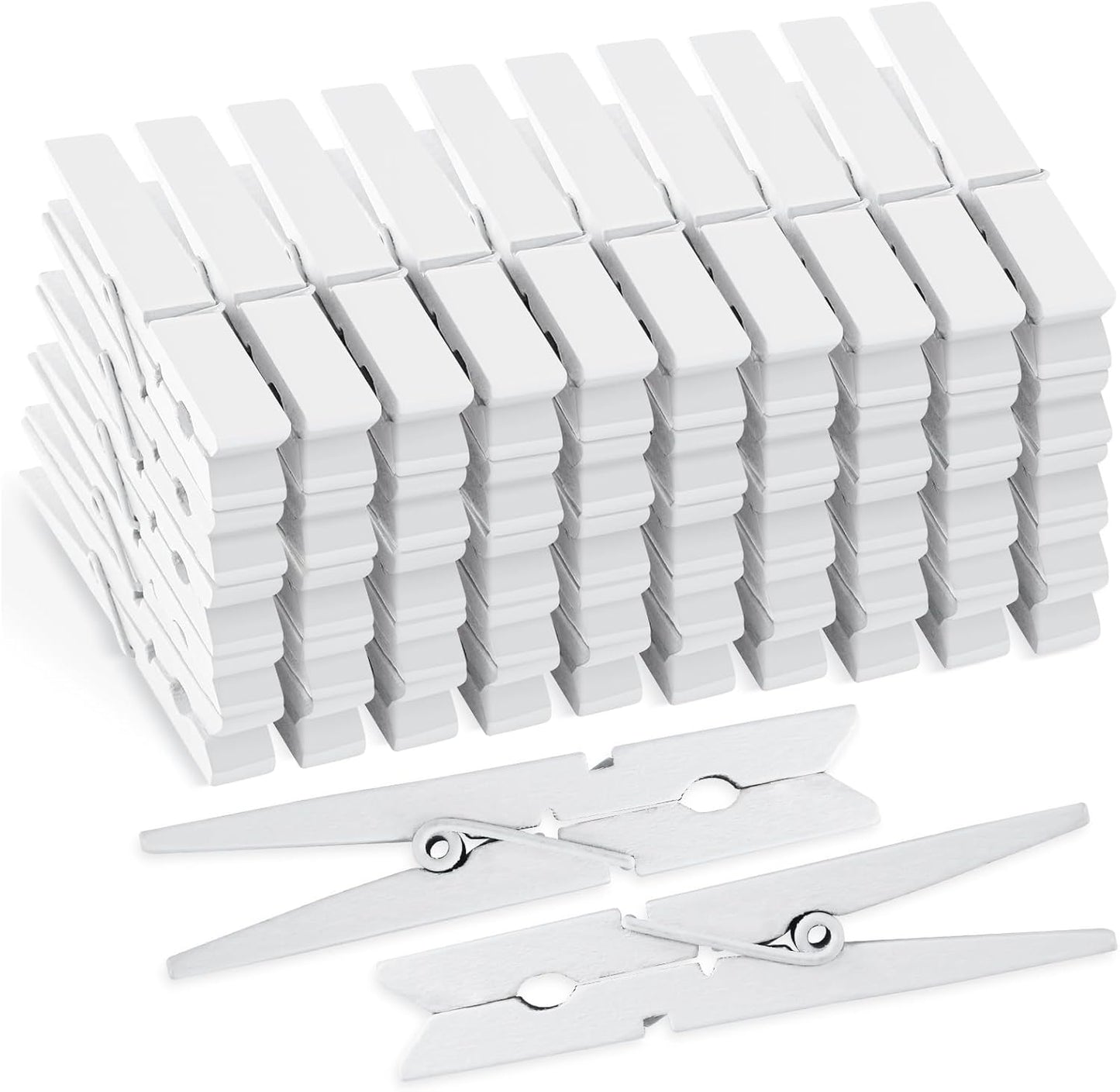 50Pcs White Wooden Clothespins, 2.9 inch Clothes Pins for Crafts, Natural Laundry Hanging Clips, DIY Cheer Pin