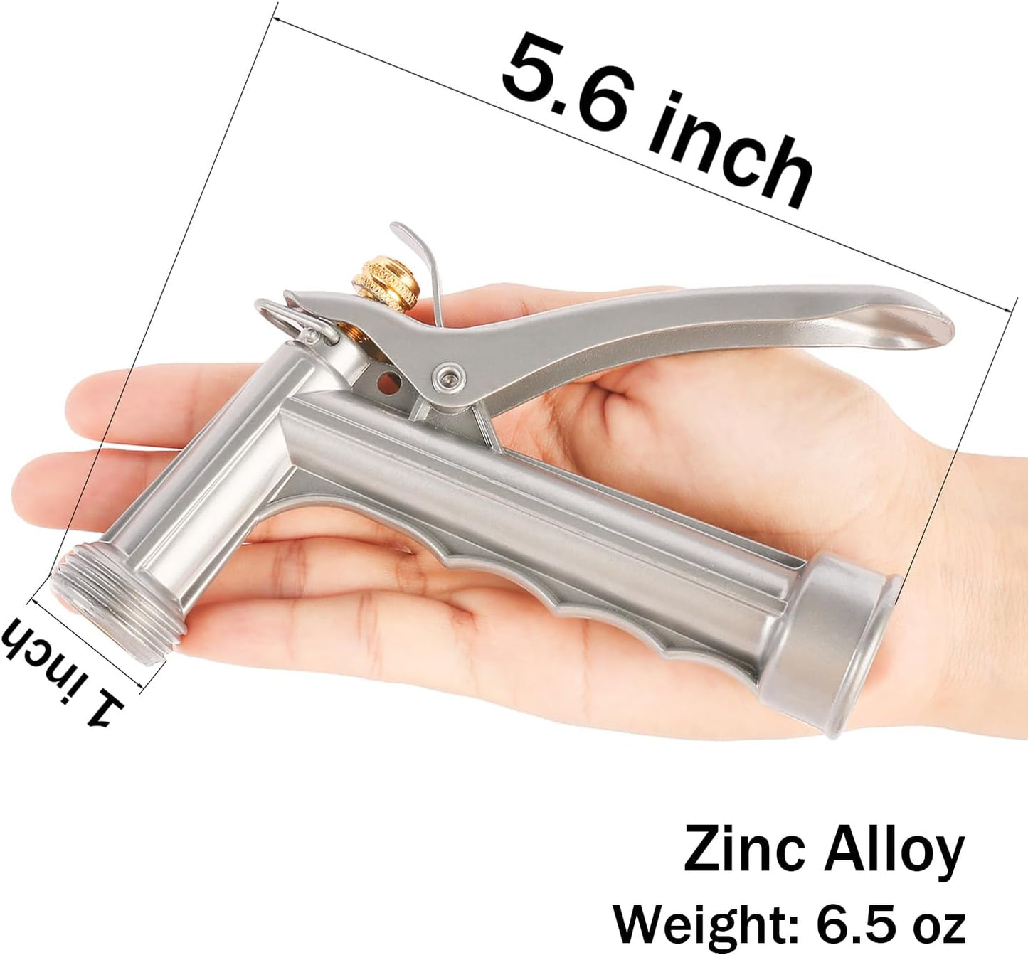Garden Hose Nozzle, Water Hose Sprayer Nozzle with Threaded Front, Full Size Zinc Metal Pistol Grip High Pressure Nozzle, Adjustable Spray Water Flow for Watering, Washing, Cleaning (1 Pack)