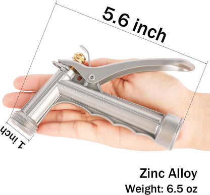 Garden Hose Nozzle, Water Hose Sprayer Nozzle with Threaded Front, Full Size Zinc Metal Pistol Grip High Pressure Nozzle, Adjustable Spray Water Flow for Watering, Washing, Cleaning (1 Pack)