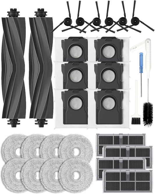 Accessories Replacement Part for Dreame X40 ultra/ L40 ultra /X40 master/Mova P50 Pro Ultra/Mova P10 Pro Ultra Robot Vacuum Cleaner, 2 Main Brush, 4 Carbon HEPA Filters,6 Side Brushes- 29 pcs.