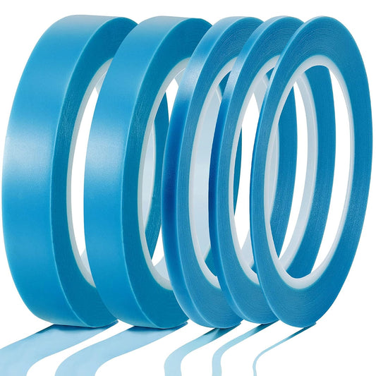 5 Rolls of Vinyl Tape Masking Tape Automotive Car Auto Paint for Curves, High Temperature Vinyl Low Tack(1/16 Inch, 1/8 Inch, 1/4 Inch, 1/2 Inch, 3/4 Inch, Blue).