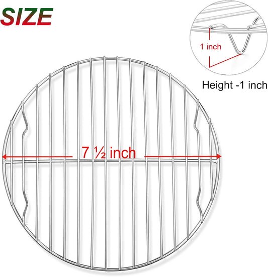 7½ Inch Cooking Rack Round, Stainless Steel Round Rack for Cooking Cooling Steaming Baking, Fit Air Fryer Pot Pressure Cooker, 2 Pack -Oven Safe, Silver
