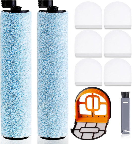 9 Pack Replacement Roller Brush and Foam Filters Kit Compatible with Shark WD161,WD261,AW261,3-in-1 Corded Vacuum Cleaner and All-in-One Cordless Hardfloor Cleaner Accessories,1 Cleaner Brush.