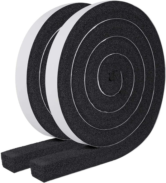 Weather Stripping Door Seal 1 Inch W x 1 Inch T, Strong Adhesion and High Resilience Air Conditioner Foam Insulation for Windows, Total Length 13 Feet (6.5ft x 2 Rolls).