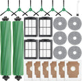 25 Pcs Replacement Parts for iRobot Roomba Plus 405 Combo/505 Combo /507 Combo Robot Vacuum Cleaner, include 2 Main Brushes, 6 Dust Bags, 6 Mop Pads, 4 Filters, 6 Side Brushes and 1 Cleaning Tool.