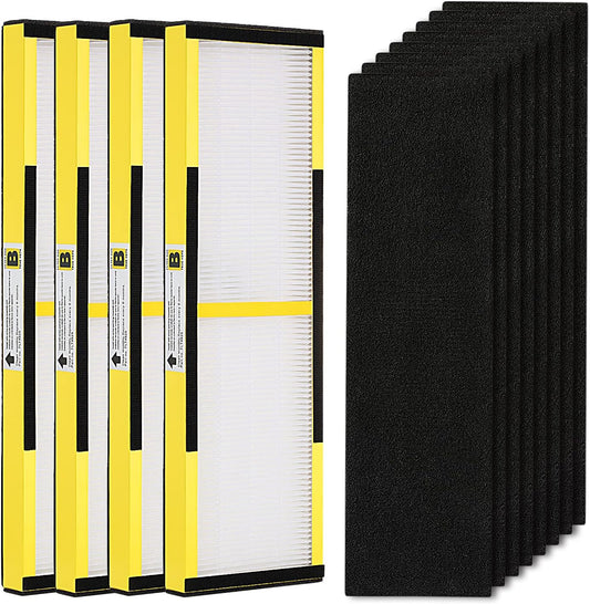 4 Pack FLT4825 True HEPA Filter B Replacement with Activated Carbon Pre-Filters Compatible with Guardian Air Purifier AC4825 AC4300 AC4800 AC4900 AC4850