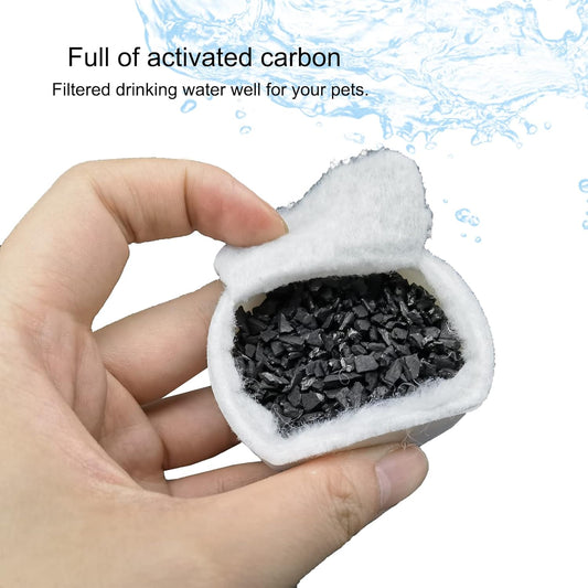 16 Pack Pet Fountain Filter Replacement,8 Carbon Filters and 8 Foam Pre-Filter Replacement Compatible with Multiple Pet Water Dspensers Water Bowl
