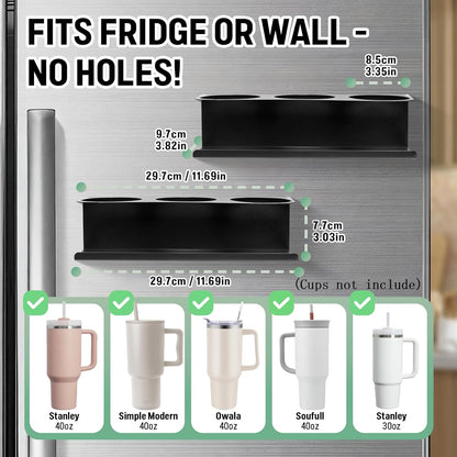 2 Pack Magnetic Stanley Cup Holder Water Bottle Organizer for Stanley 30&40 oz Tumbler with Double Sided Tape Hold Stanley Cup Accessories for Kitchen Fridge Cabinet