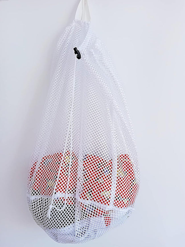 Small Commercial Mesh Laundry Bag with Handle and Drawstring for Dormitory, Travelling, College,Apartment, Camping, RV, Machine Washable, Hanging Mesh Bag,20Ã17inc. Hover Image