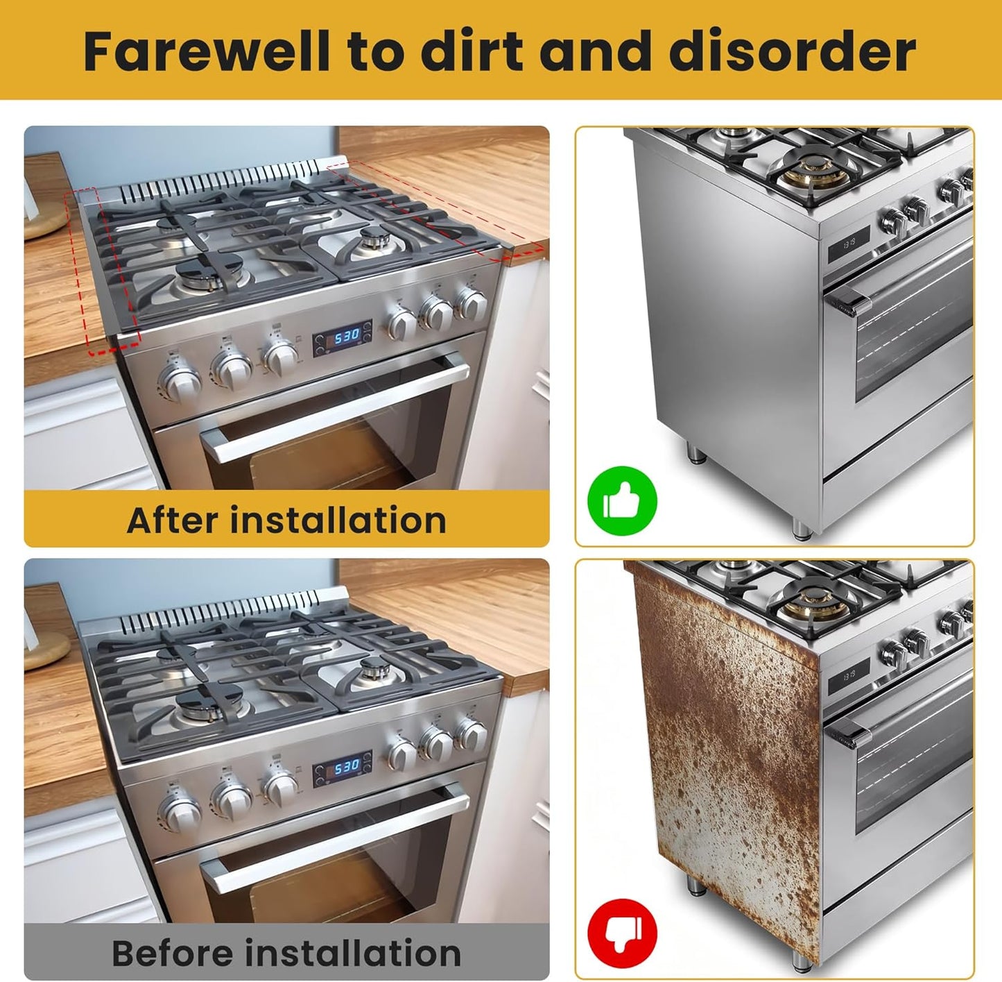 Stainless Steel Stove Gap Covers - 304 Stove Gap Filler, Easy retractable Length 13.8" to 27.5", Width 0.79", Heat Resistant Guard Between Stove Top & Counter, 2 Pck