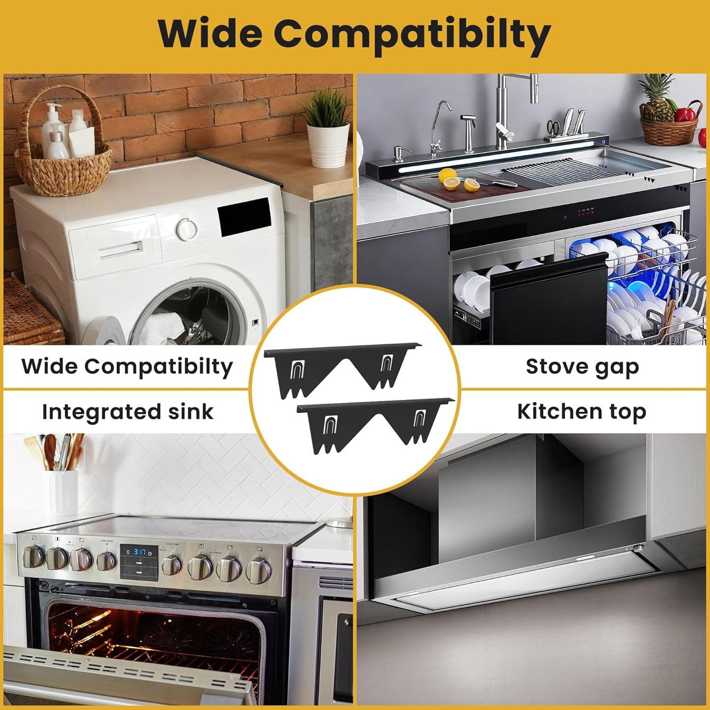Stainless Steel Stove Gap Covers - 304 Stove Gap Filler, Easy retractable Length 13.8" to 27.5", Width 0.79", Heat Resistant Guard Between Stove Top & Counter, 2 Pck