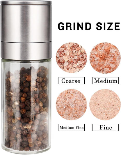 ® Salt and Pepper Grinder Set, Pepper Mill, Sea Salt Shaker Grinder Refillable, Adjustable Coarseness, Stainless Steel with Ceramic Rotor(Seasoning not included)