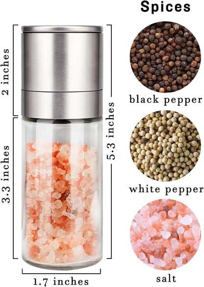 ® Salt and Pepper Grinder Set, Pepper Mill, Sea Salt Shaker Grinder Refillable, Adjustable Coarseness, Stainless Steel with Ceramic Rotor(Seasoning not included)