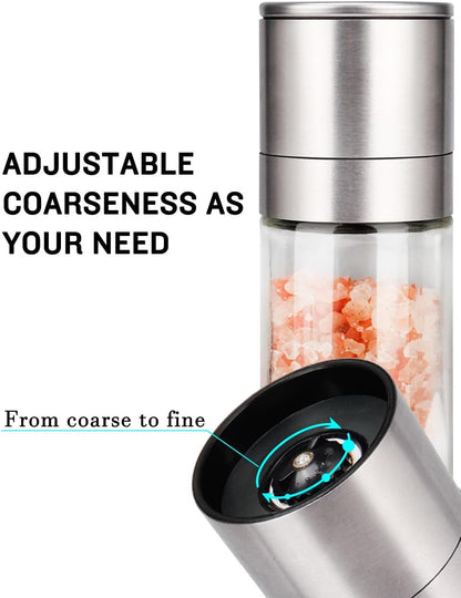 ® Salt and Pepper Grinder Set, Pepper Mill, Sea Salt Shaker Grinder Refillable, Adjustable Coarseness, Stainless Steel with Ceramic Rotor(Seasoning not included)