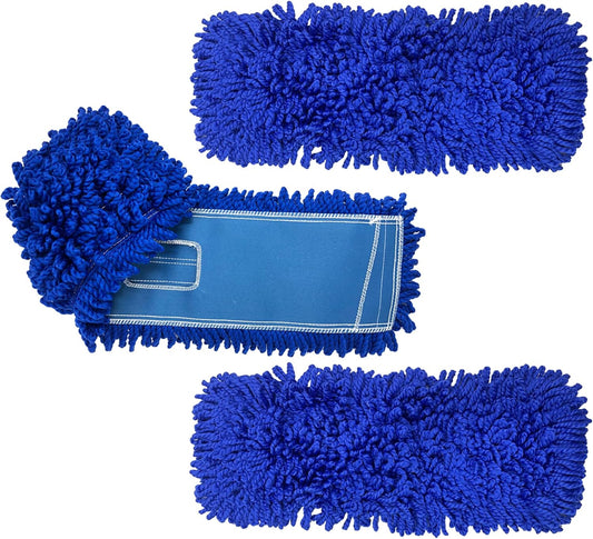 24 inch Microfiber Dust Mop | Medium Washable Commercial Mop Head Replacement, Pack of 3.